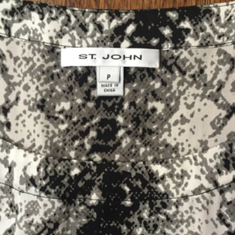 St. John Gray Black Python Print Stretch Silk Top - image 3